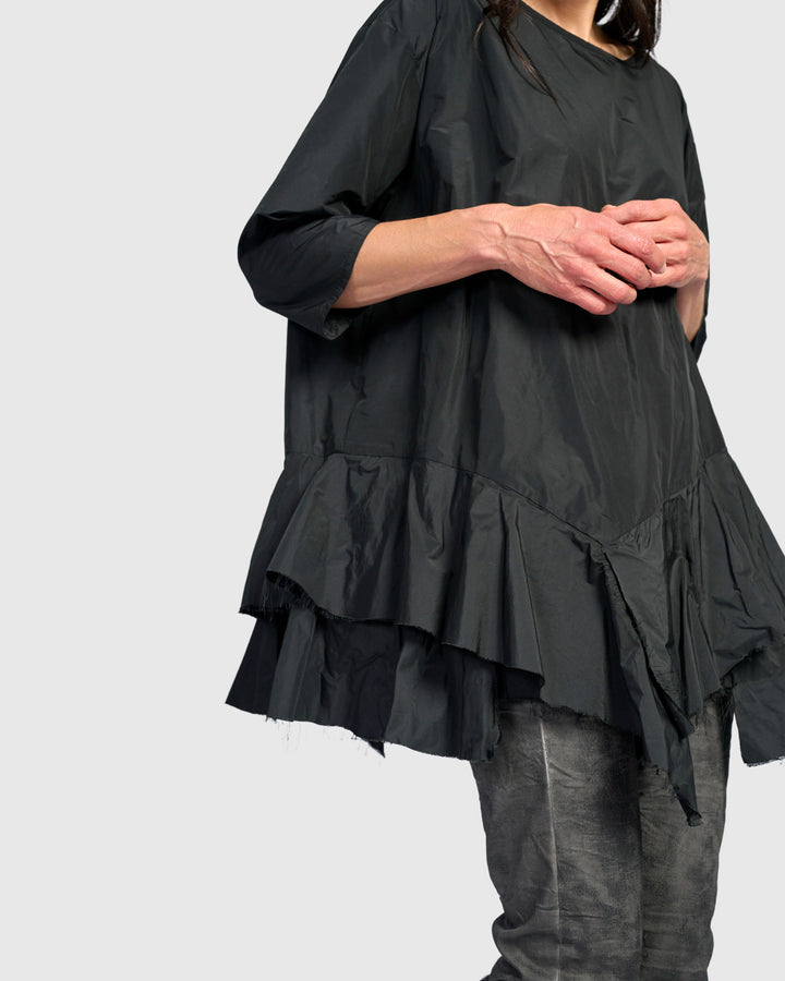Urban Oversized Ruffle Top, Black