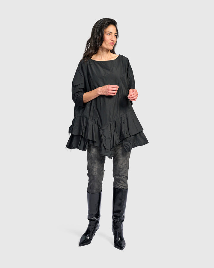 Urban Oversized Ruffle Top, Black