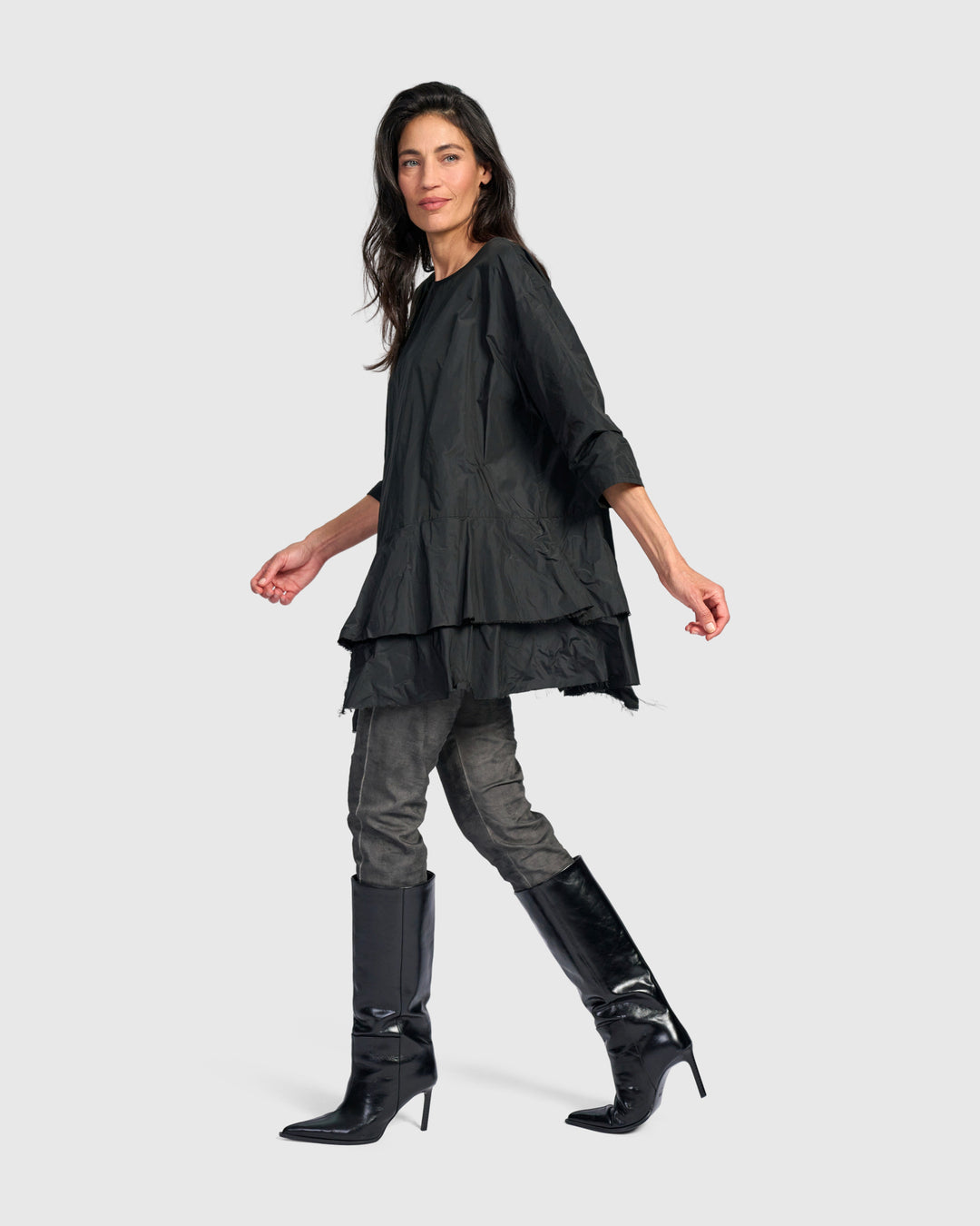 Urban Oversized Ruffle Top, Black