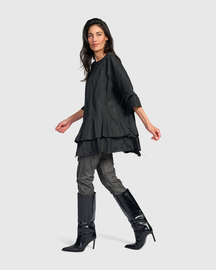 Urban Oversized Ruffle Top, Black