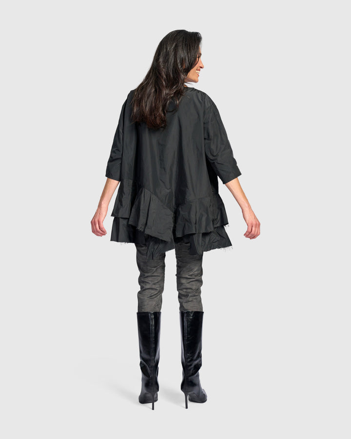 Urban Oversized Ruffle Top, Black