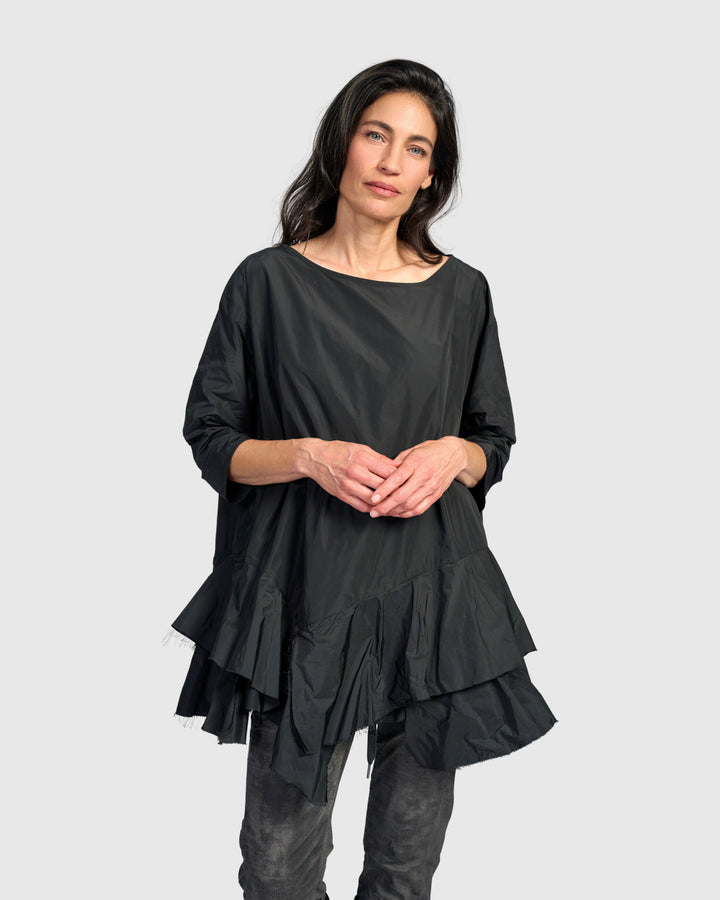 Urban Oversized Ruffle Top, Black