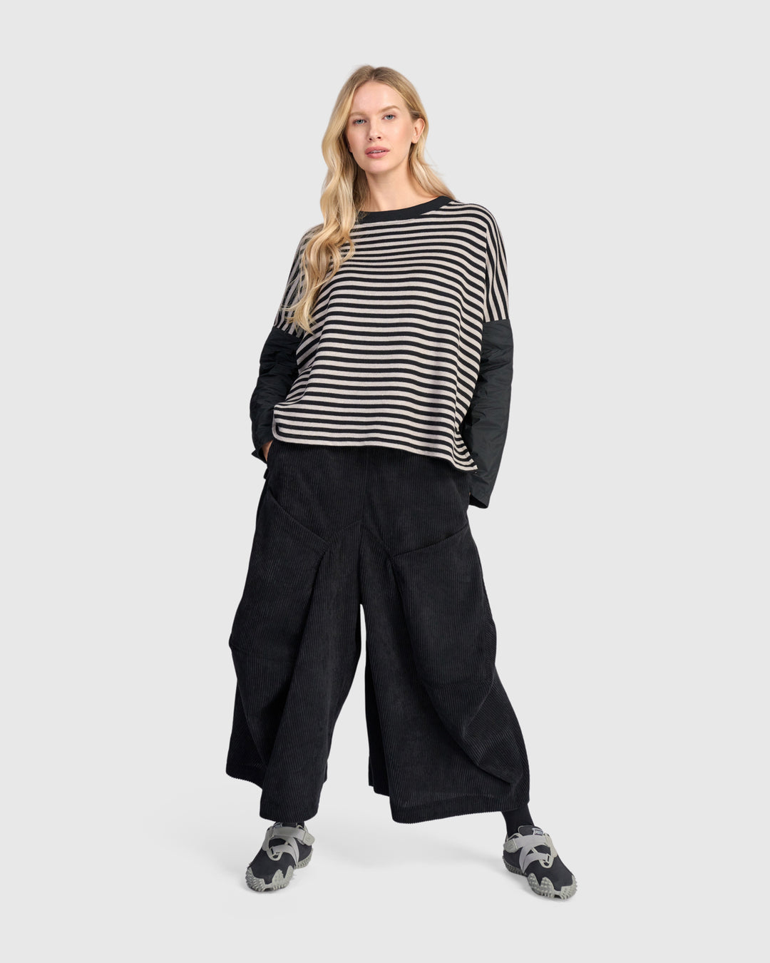 Urban Sund Boxy Top, Black/Cloud Stripe