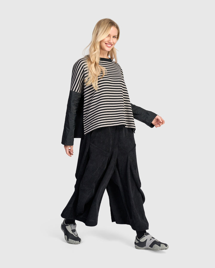 Urban Sund Boxy Top, Black/Cloud Stripe