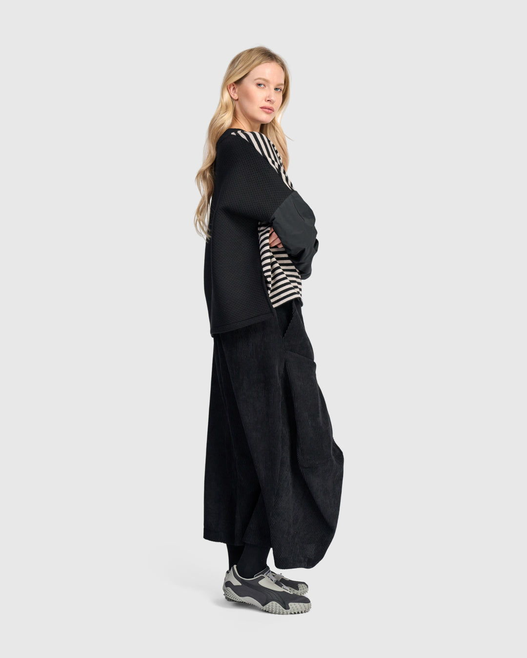 Urban Sund Boxy Top, Black/Cloud Stripe