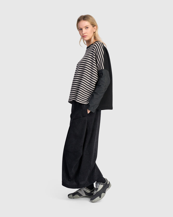 Urban Sund Boxy Top, Black/Cloud Stripe