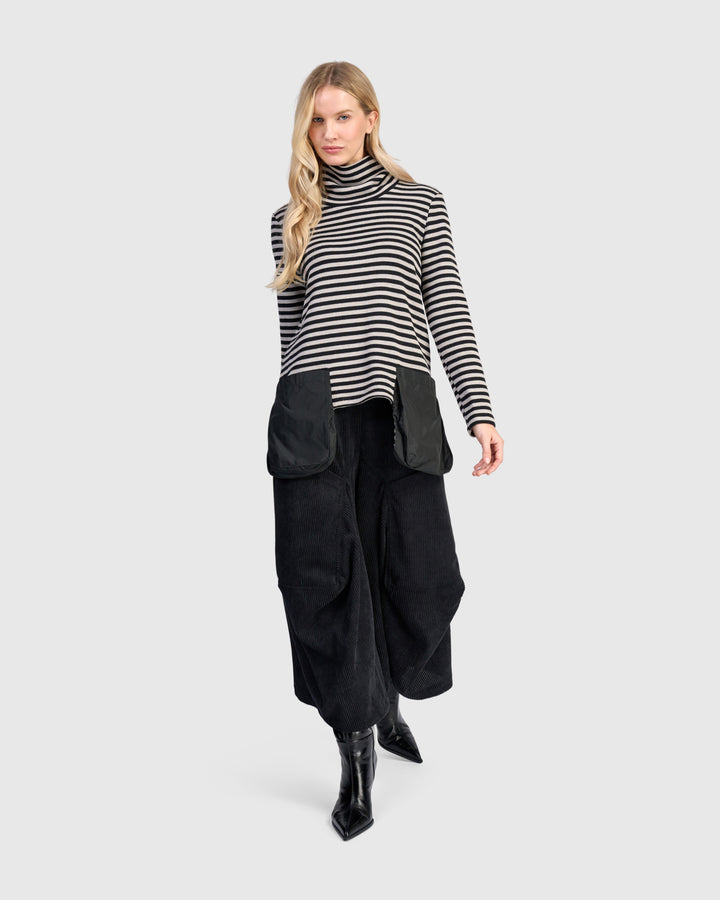 Urban Vik Pockets Turtleneck, Black/Cloud Stripe