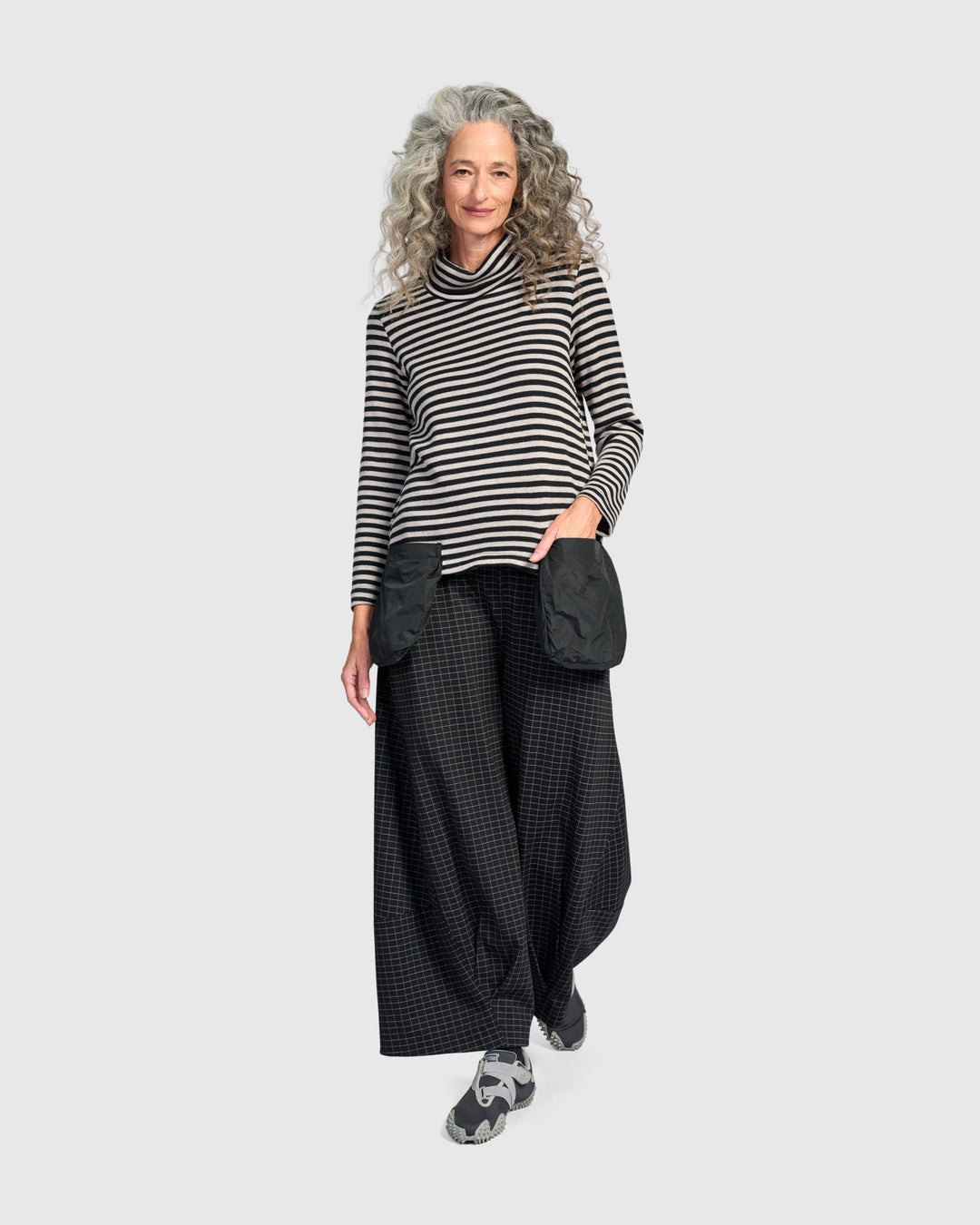 Urban Vik Pockets Turtleneck, Black/Cloud Stripe