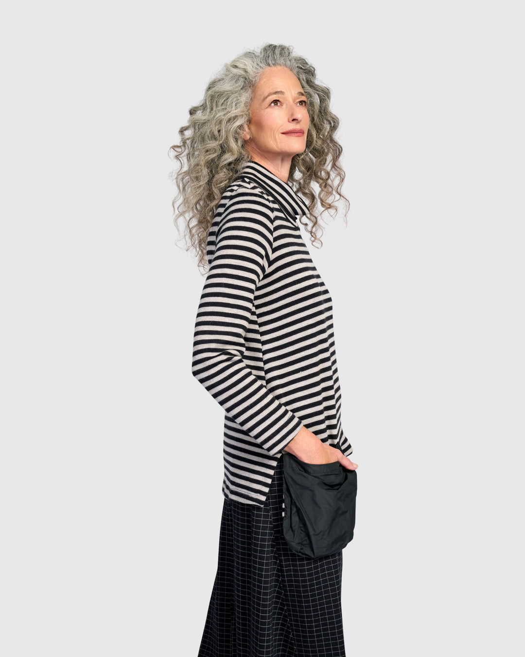 Urban Vik Pockets Turtleneck, Black/Cloud Stripe