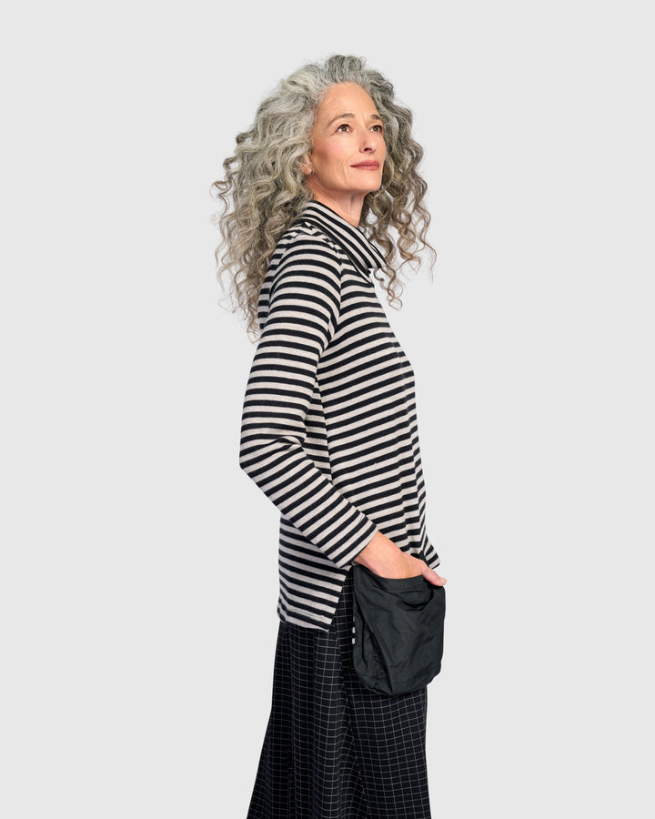 Urban Vik Pockets Turtleneck, Black/Cloud Stripe