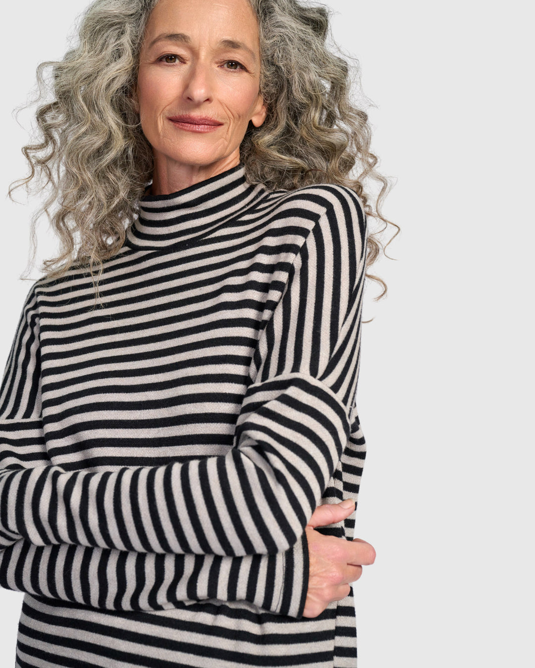 Urban Kusk Turtleneck Tunic, Black/Cloud Stripe