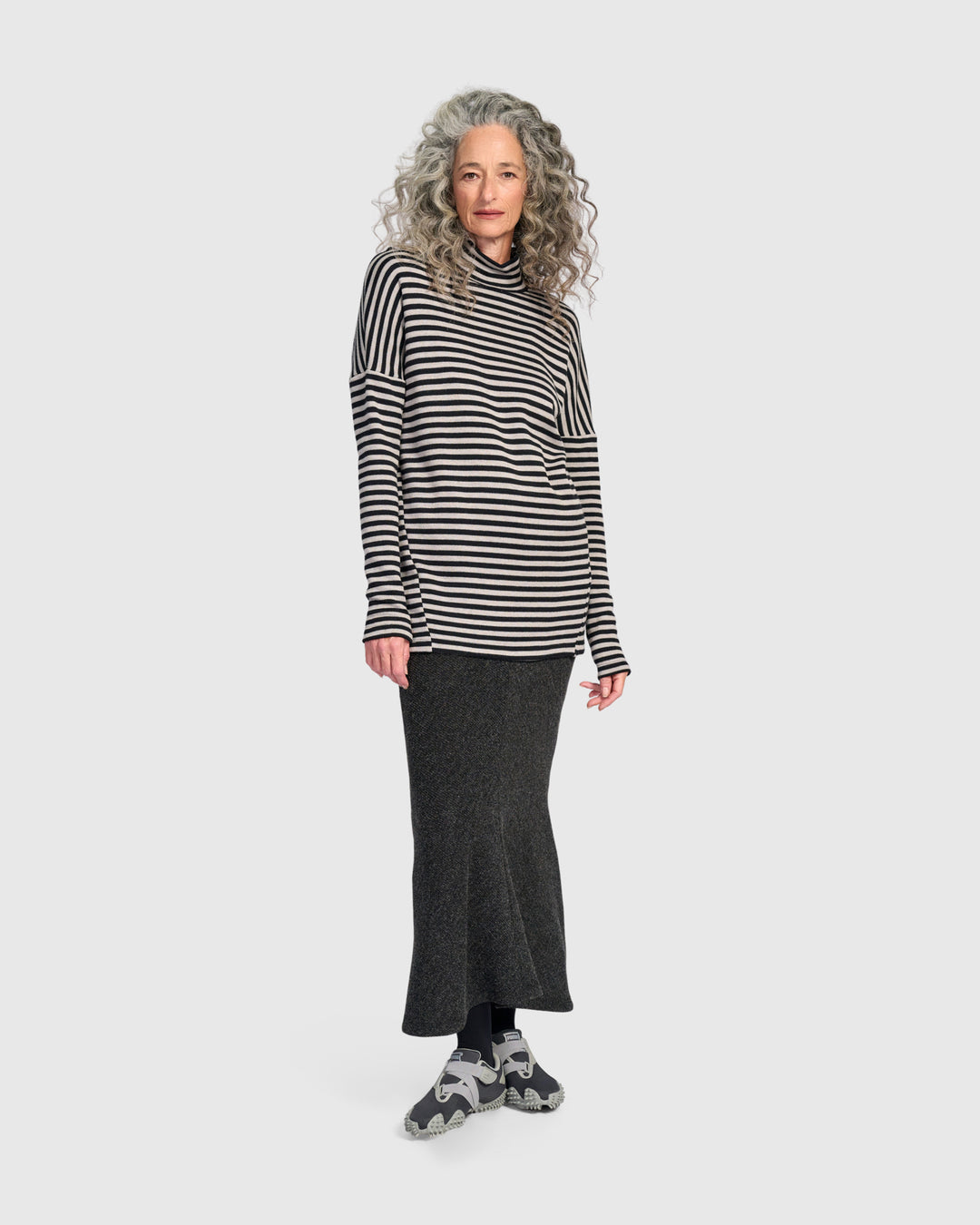 Urban Kusk Turtleneck Tunic, Black/Cloud Stripe