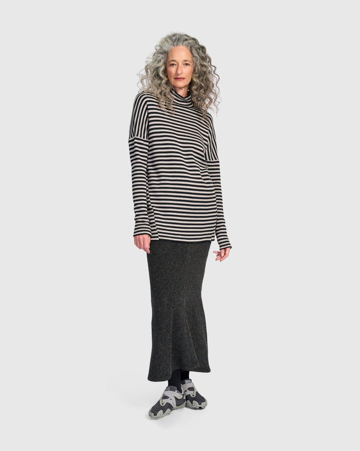 Urban Kusk Turtleneck Tunic, Black/Cloud Stripe