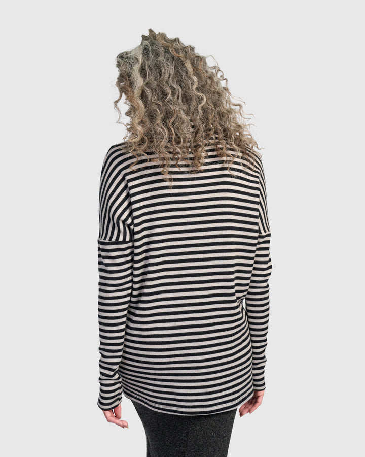 Urban Kusk Turtleneck Tunic, Black/Cloud Stripe