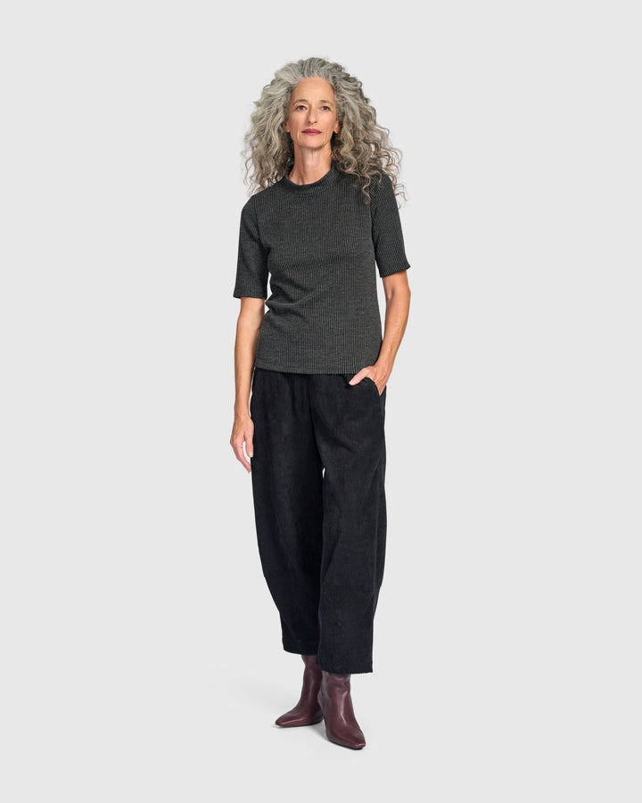 Urban Marl Rib Mockneck Top, Graphite