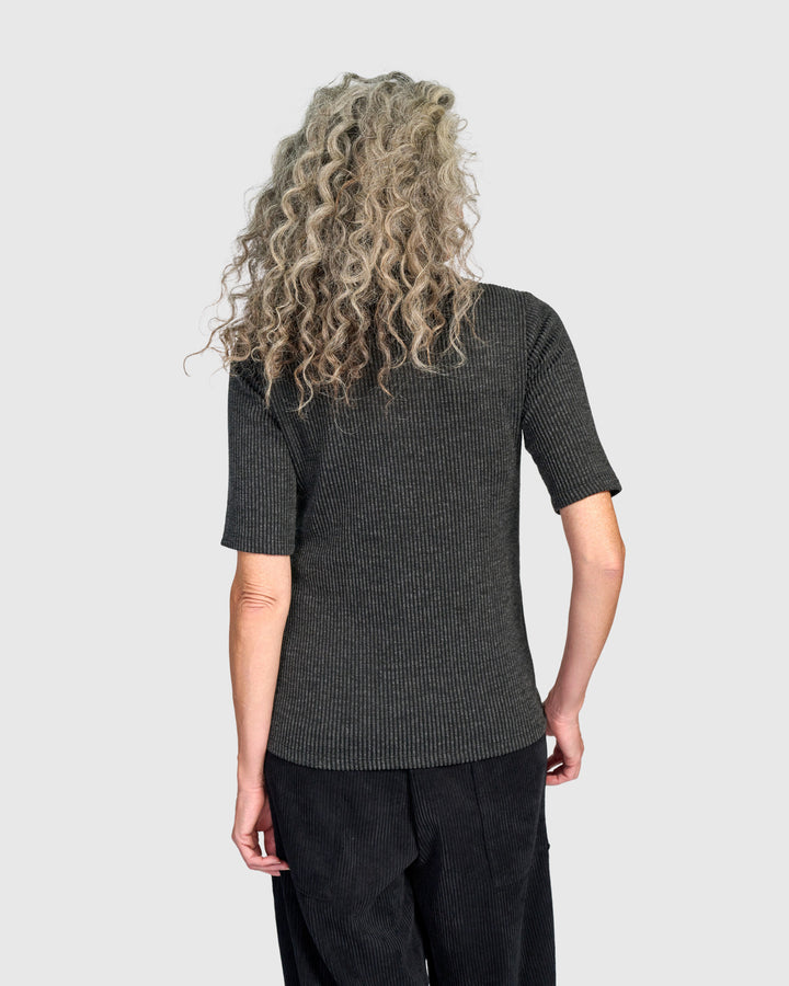 Urban Marl Rib Mockneck Top, Graphite