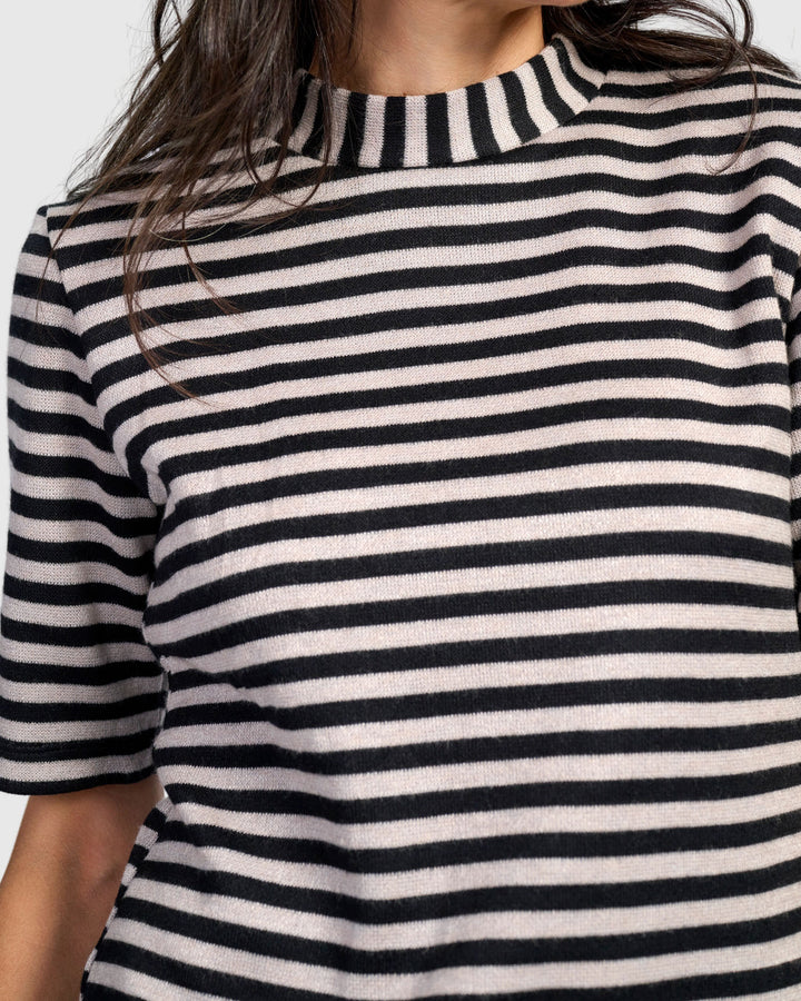 Urban Linje Mockneck Top, Black/Cloud Stripe