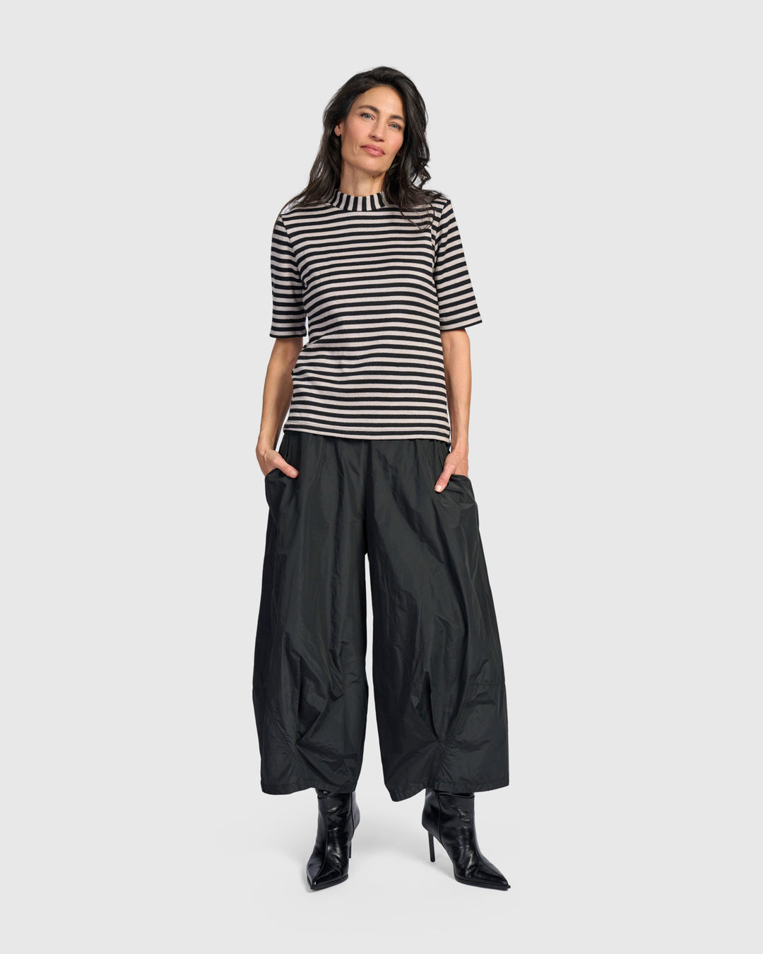 Urban Linje Mockneck Top, Black/Cloud Stripe