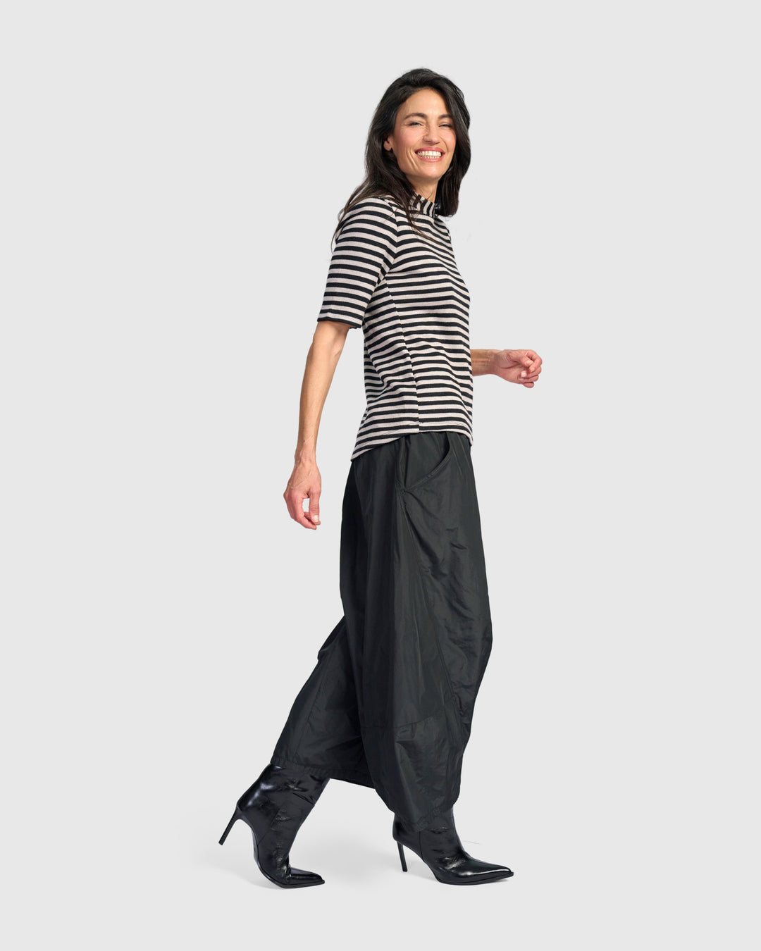 Urban Linje Mockneck Top, Black/Cloud Stripe