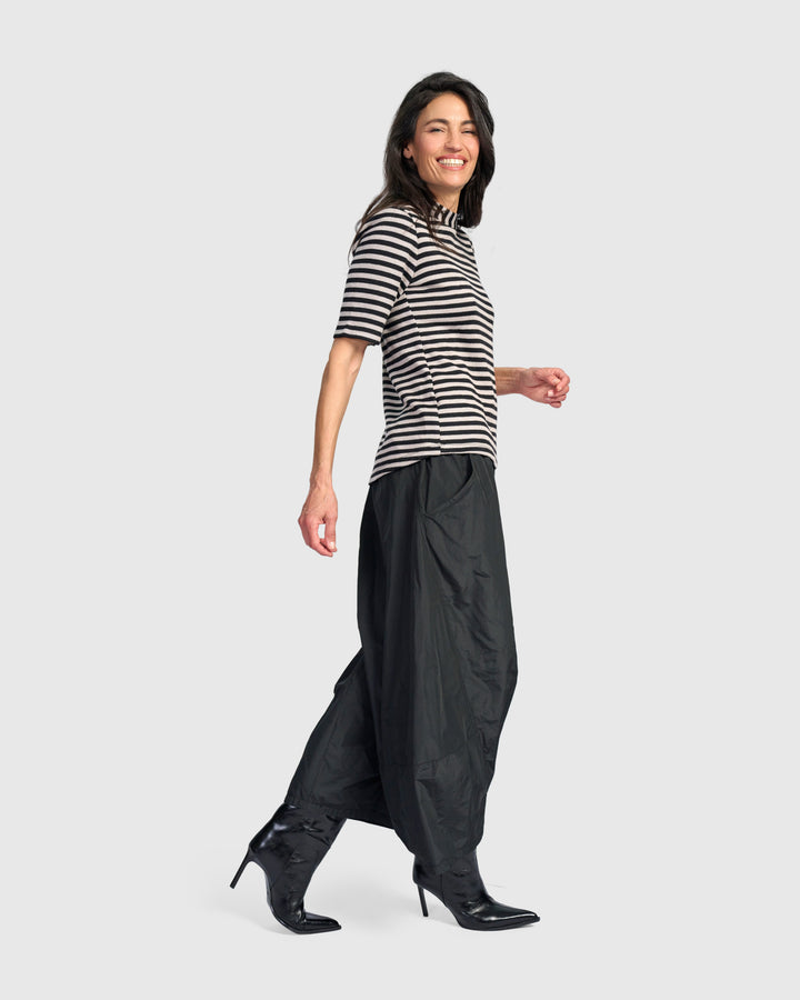 Urban Linje Mockneck Top, Black/Cloud Stripe
