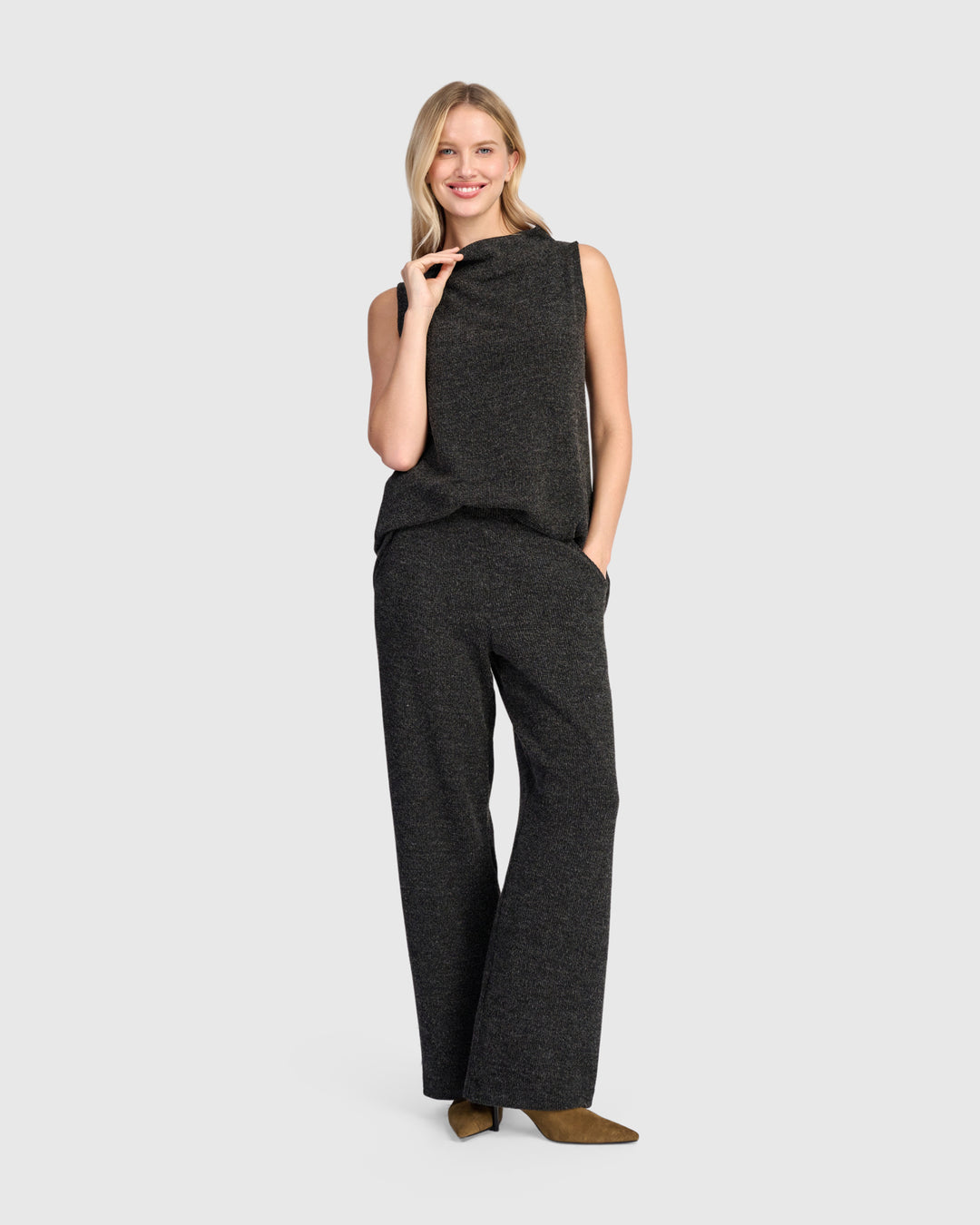 Urban Marl Knit Straight Pants, Shadow
