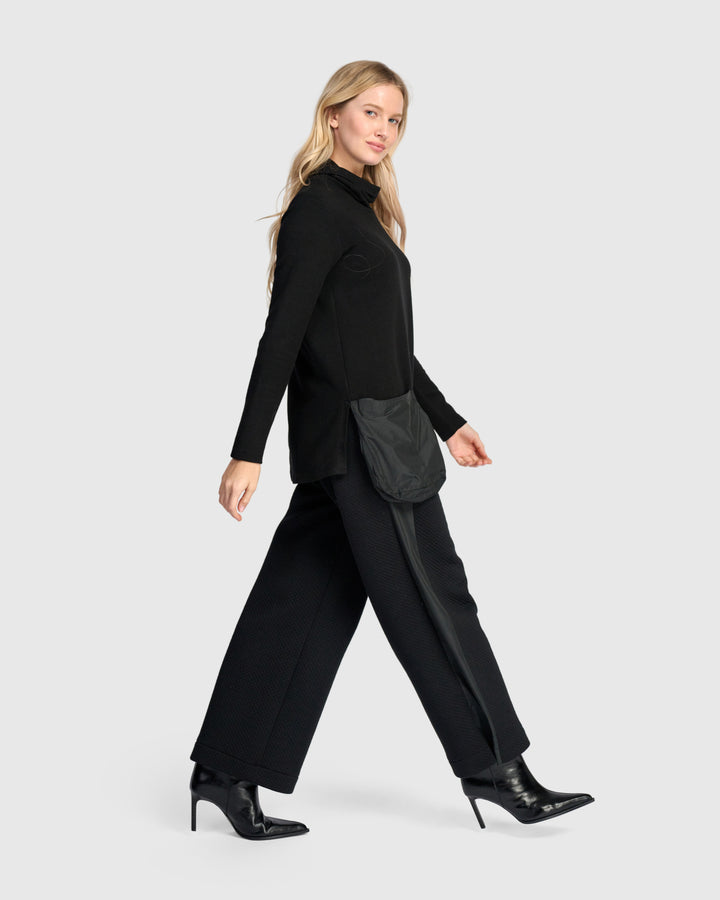 Urban Ribbed Pockets Turtleneck, Black