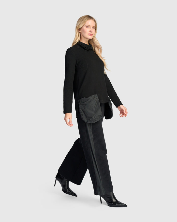 Urban Dimpled Straight Pants, Black