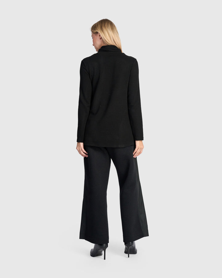 Urban Ribbed Pockets Turtleneck, Black