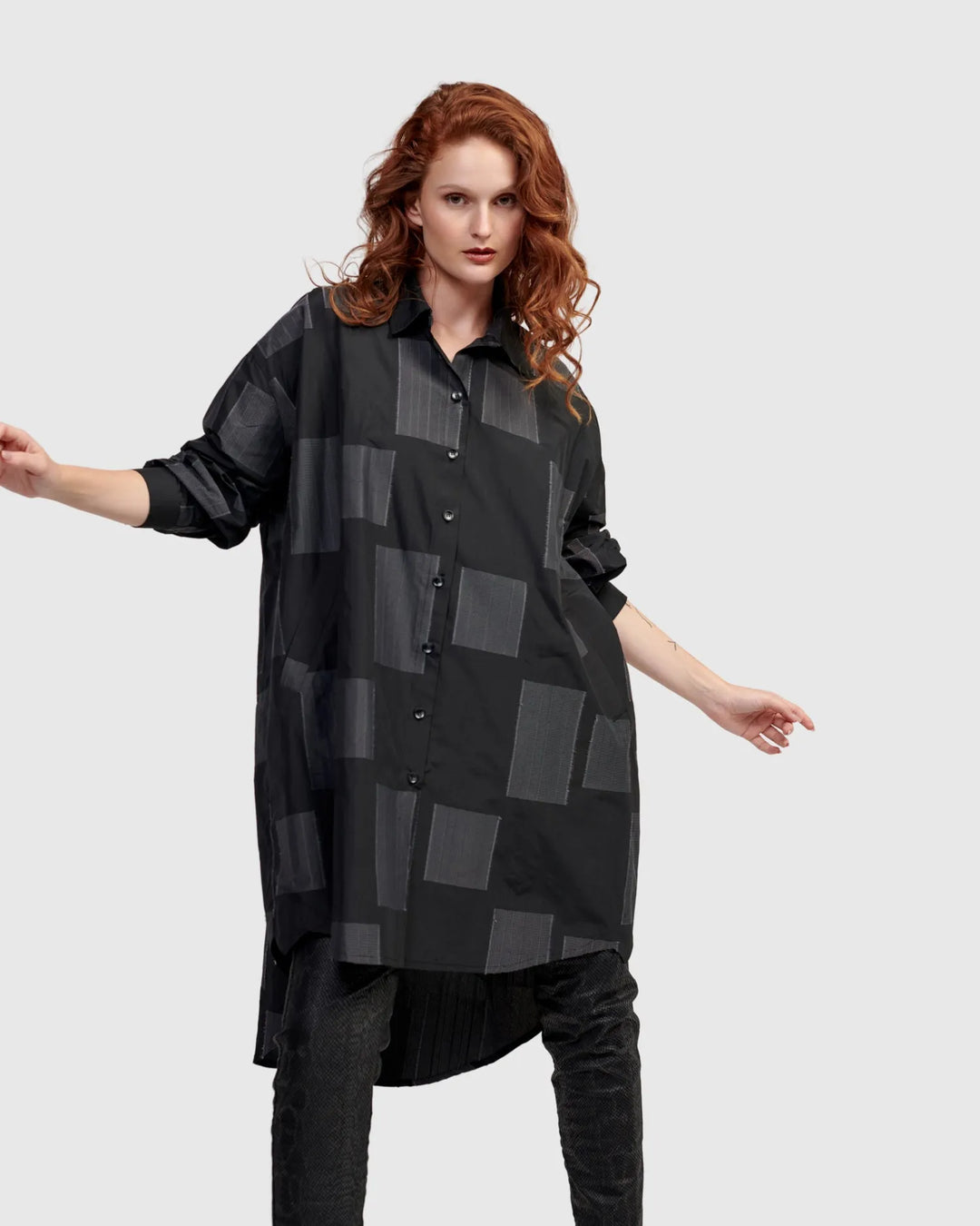 Urban Omni Oversized Tunic Shirt, Squares