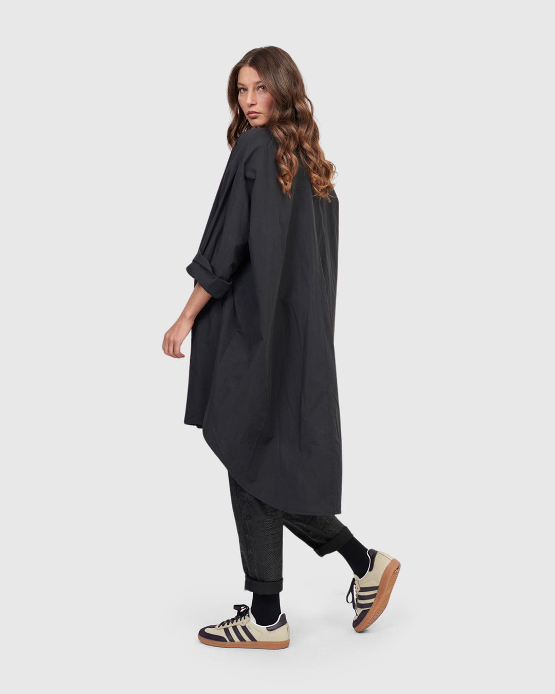 Urban Mystique Oversized Tunic Shirt, Black