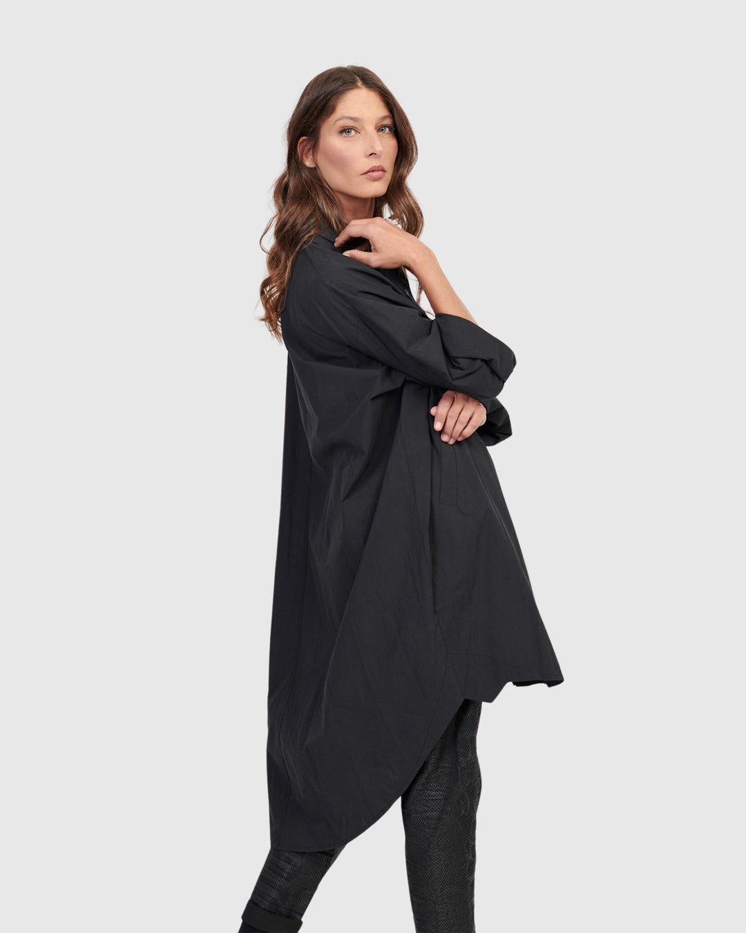 Urban Mystique Oversized Tunic Shirt, Black