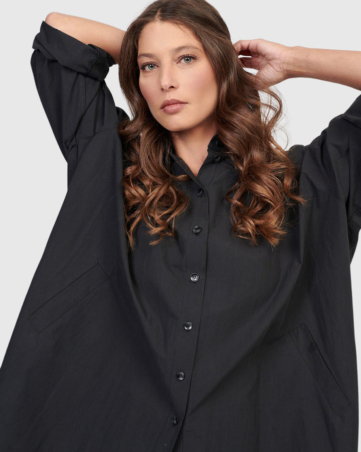 Urban Mystique Oversized Tunic Shirt, Black