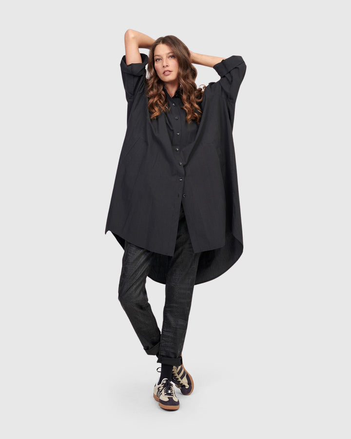 Urban Mystique Oversized Tunic Shirt, Black