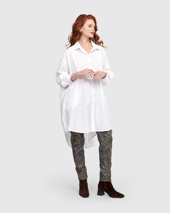 Urban Mystique Oversized Tunic Shirt, White