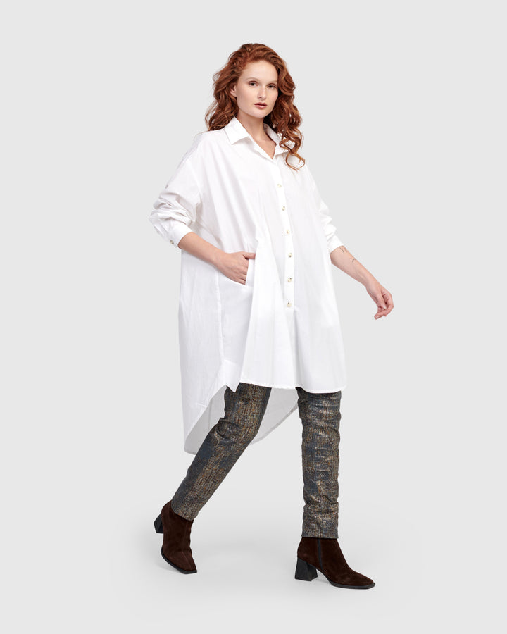 Urban Mystique Oversized Tunic Shirt, White