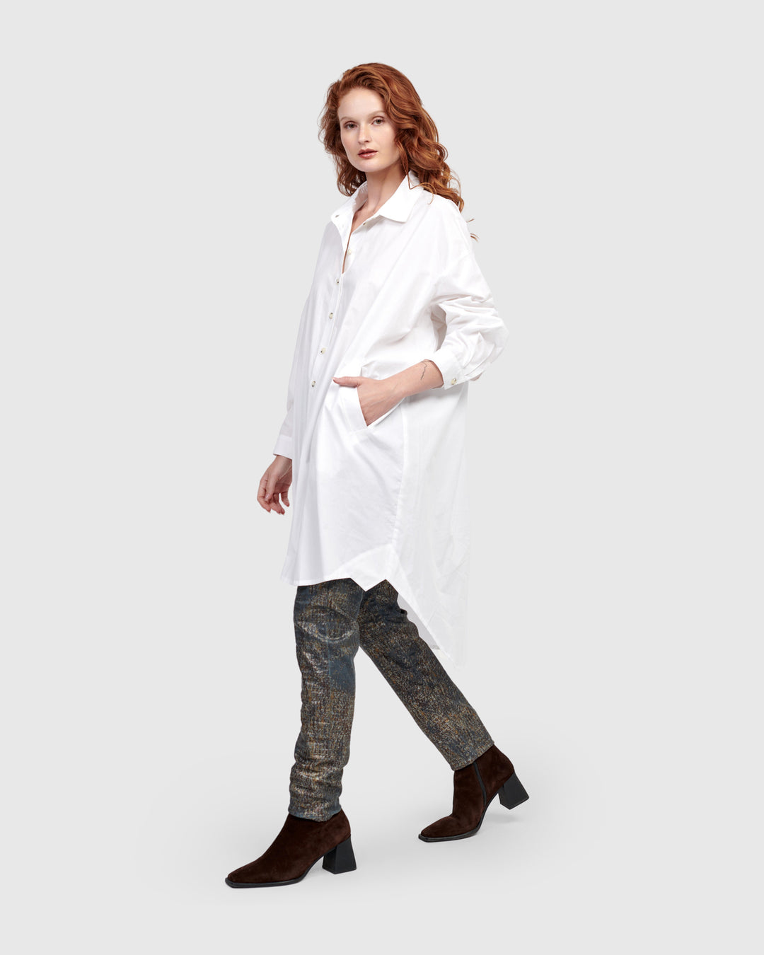 Urban Mystique Oversized Tunic Shirt, White