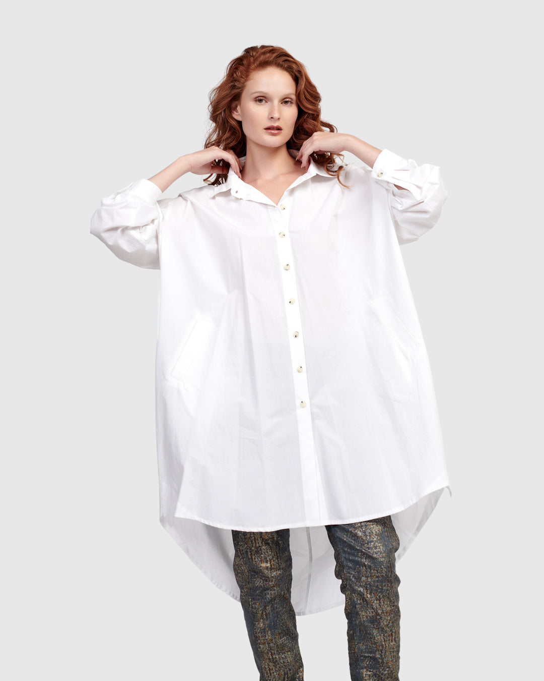 Urban Mystique Oversized Tunic Shirt, White