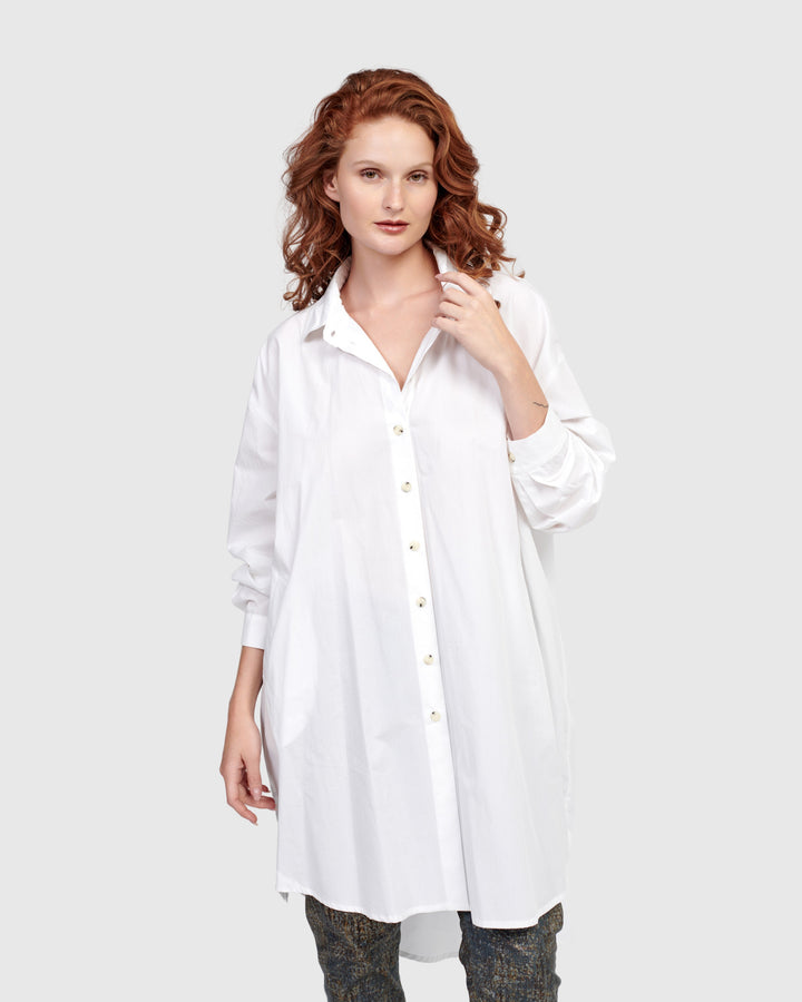 Urban Mystique Oversized Tunic Shirt, White