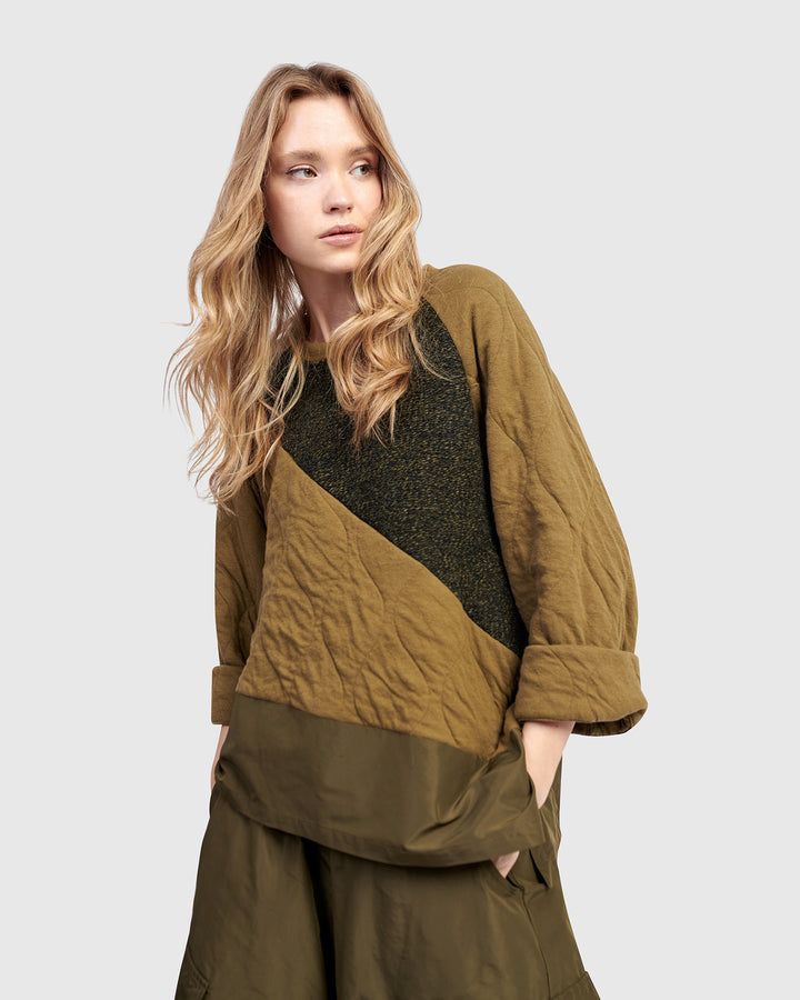 Urban Spark Crewneck Top, Khaki