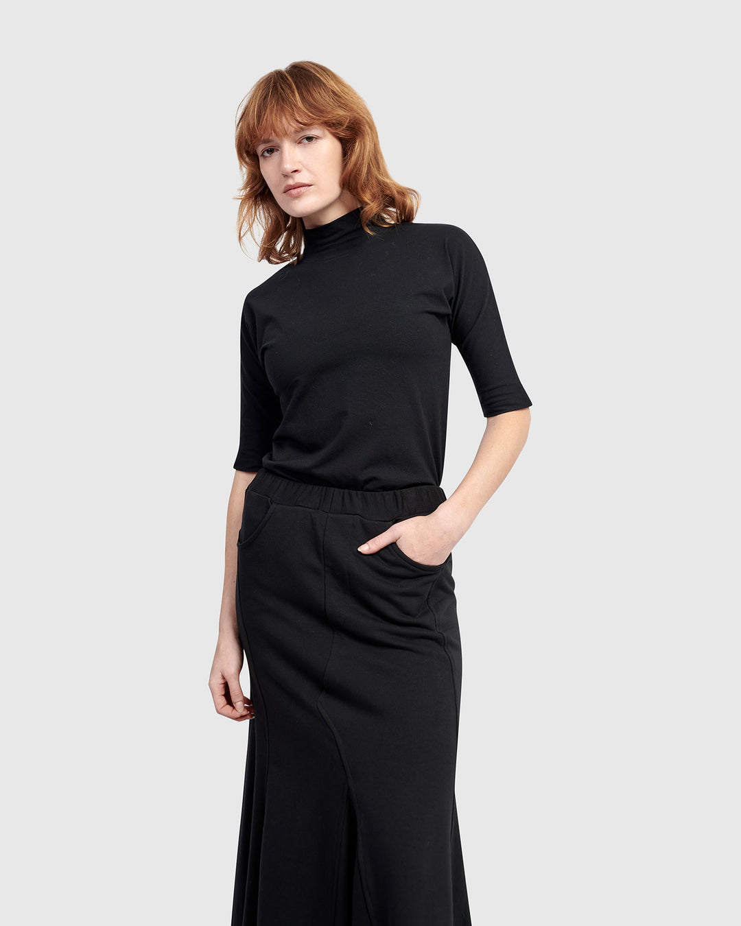 Urban Base Mockneck Tee, Black