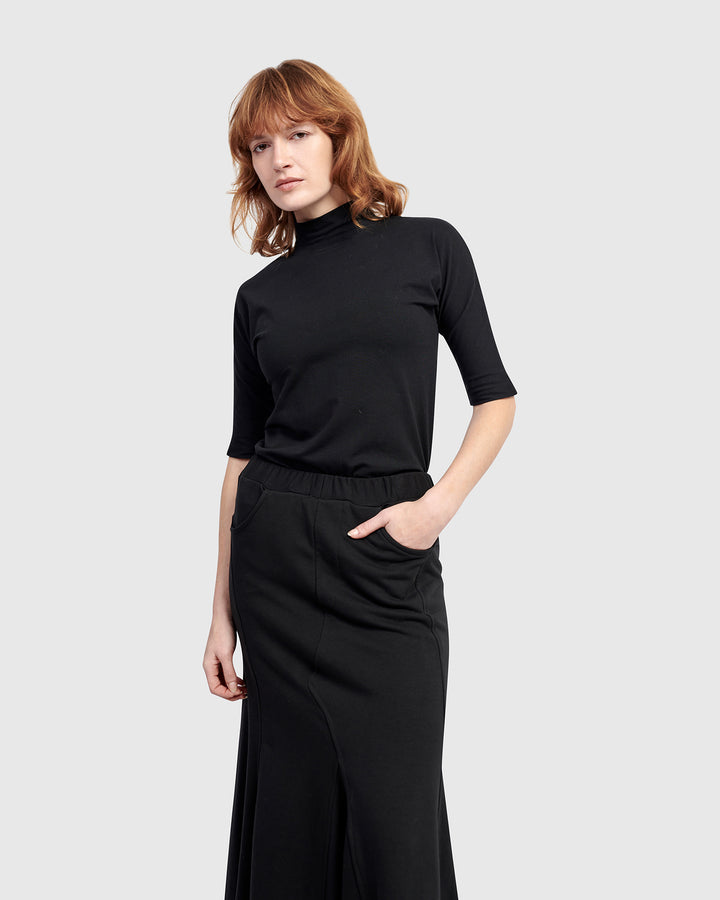 Urban Base Mockneck Tee, Black