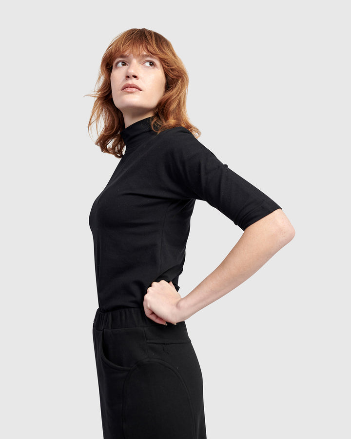 Urban Base Mockneck Tee, Black