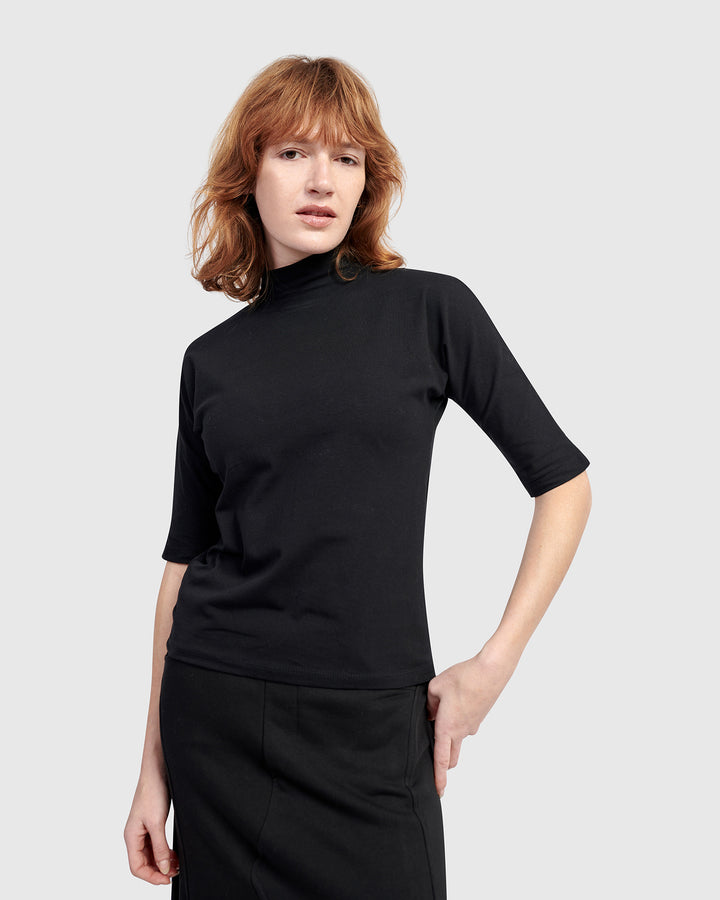 Urban Base Mockneck Tee, Black