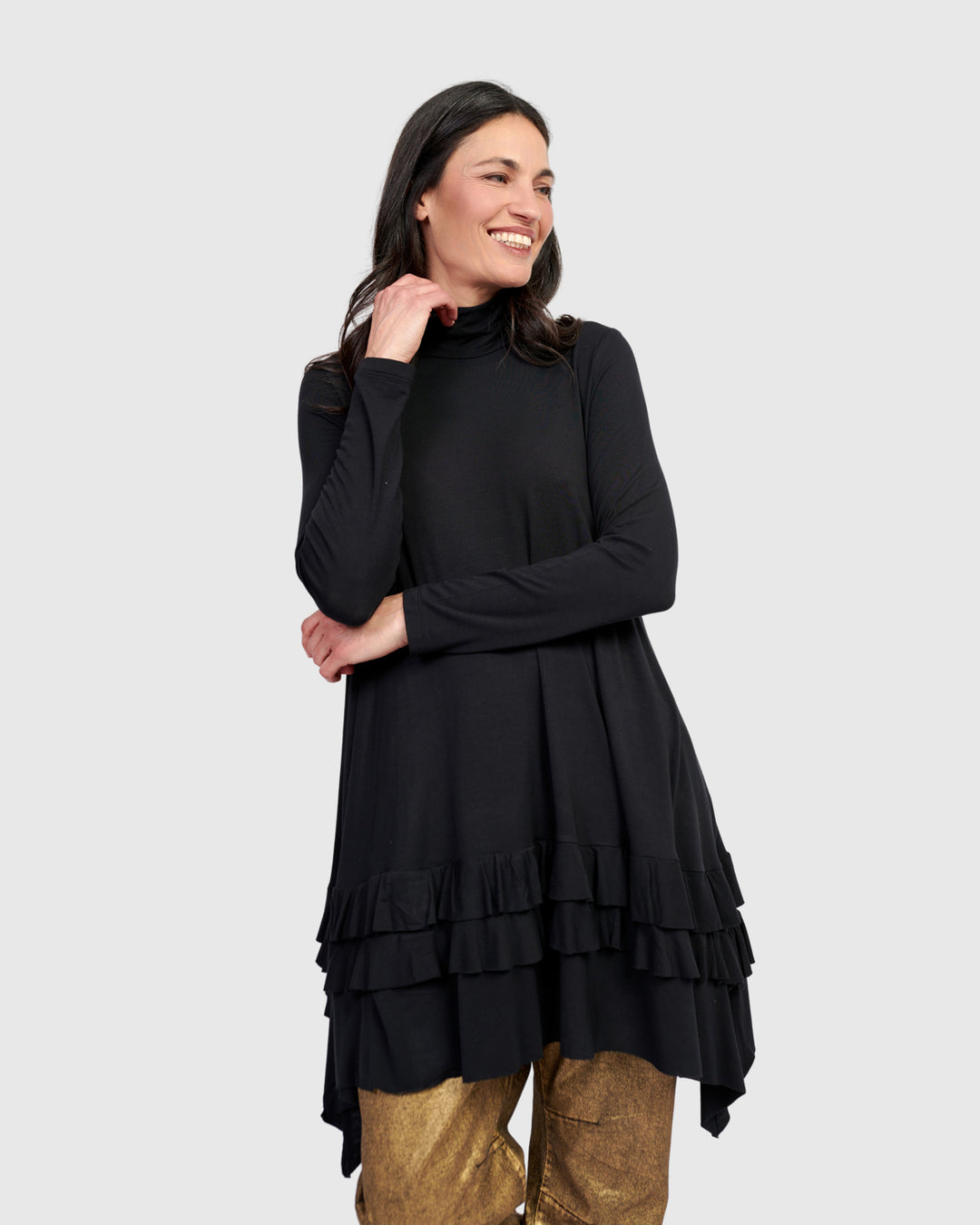 Urban Softie Ruffle Tunic, Black