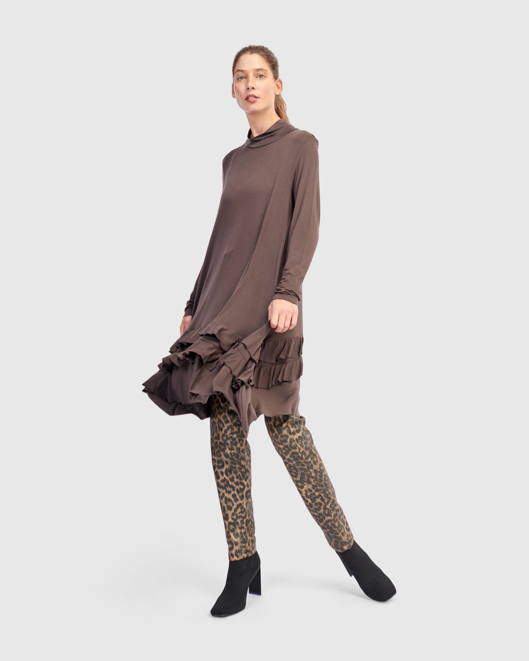 Urban Softie Ruffle Tunic, Mocha