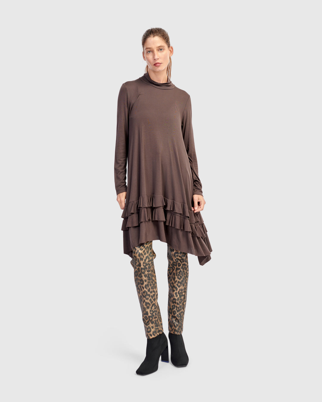 Urban Softie Ruffle Tunic, Mocha
