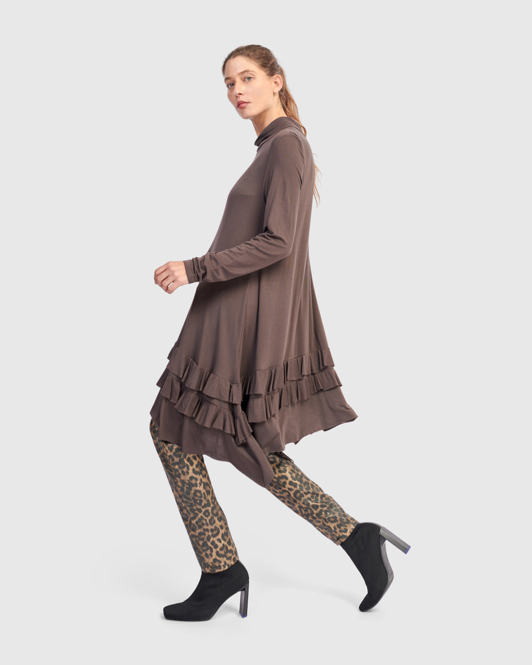 Urban Softie Ruffle Tunic, Mocha