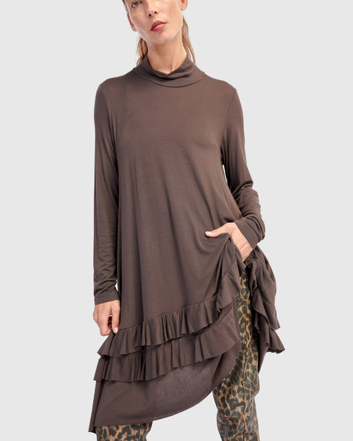 Urban Softie Ruffle Tunic, Mocha