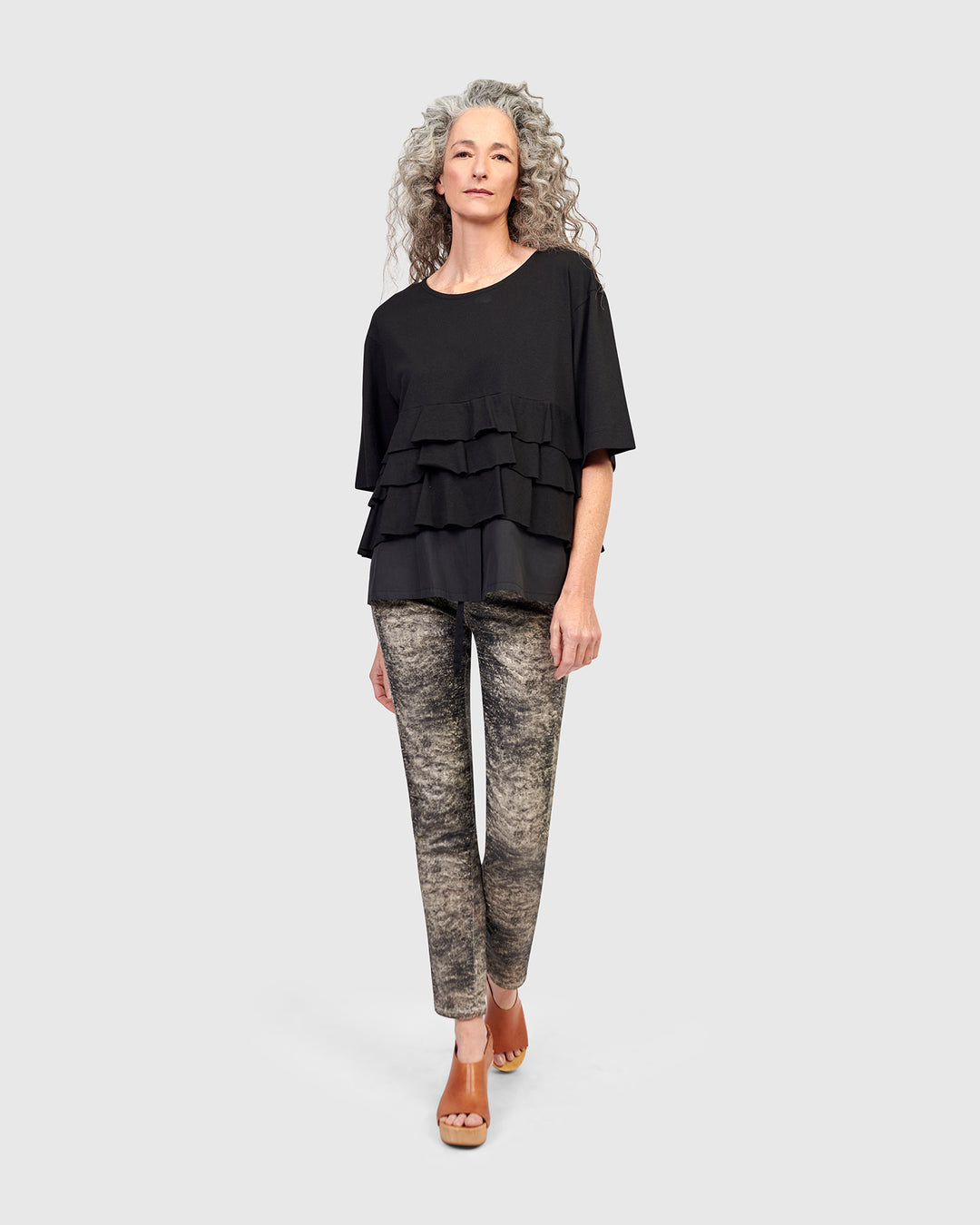 Urban Reykjavik Ruffle Tee, Black