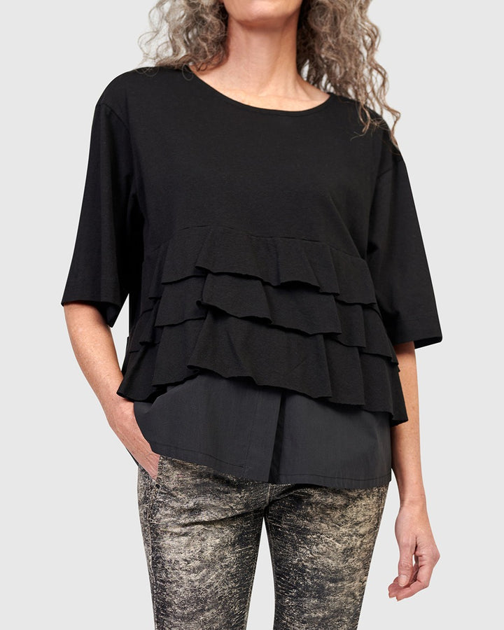 Urban Reykjavik Ruffle Tee, Black